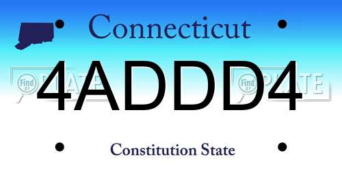 4ADDD4 Connecticut License Plate