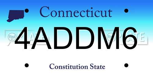 4ADDM6 Connecticut License Plate