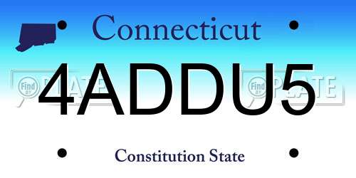 4ADDU5 Connecticut License Plate