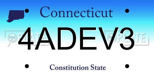4ADEV3 Connecticut License Plate