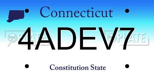 4ADEV7 Connecticut License Plate