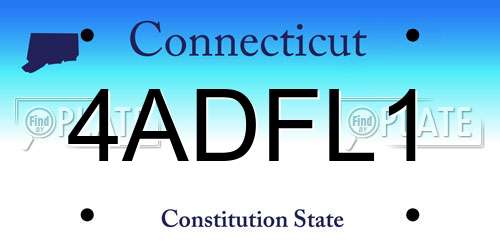 4ADFL1 Connecticut License Plate