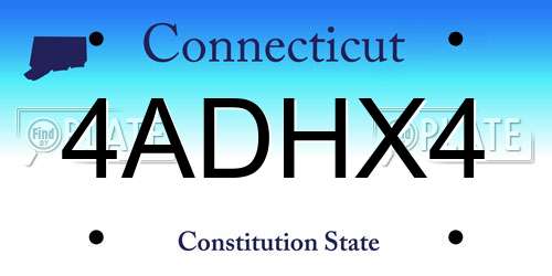 4ADHX4 Connecticut License Plate
