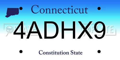 4ADHX9 Connecticut License Plate