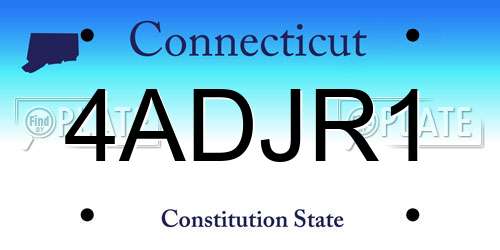 4ADJR1 Connecticut License Plate