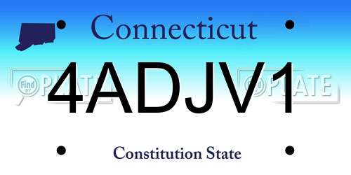 4ADJV1 Connecticut License Plate