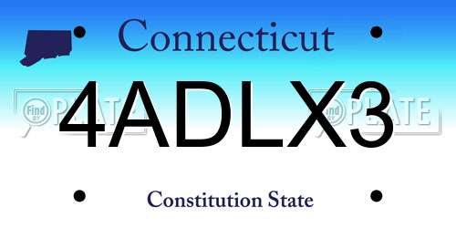 4ADLX3 Connecticut License Plate
