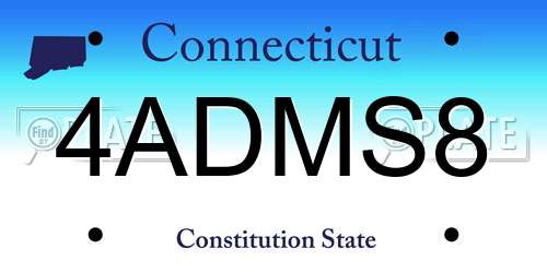 4ADMS8 Connecticut License Plate