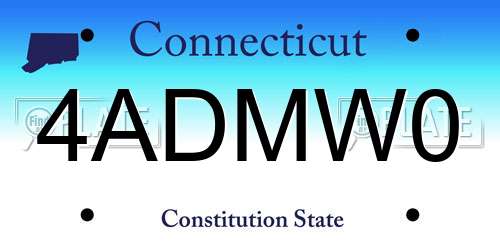 4ADMW0 Connecticut License Plate