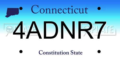 4ADNR7 Connecticut License Plate