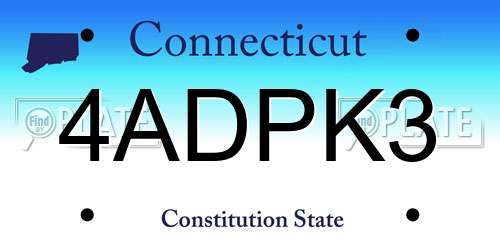4ADPK3 Connecticut License Plate