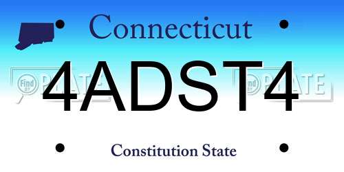 4ADST4 Connecticut License Plate