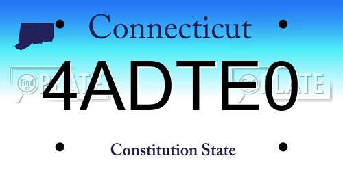 4ADTE0 Connecticut License Plate