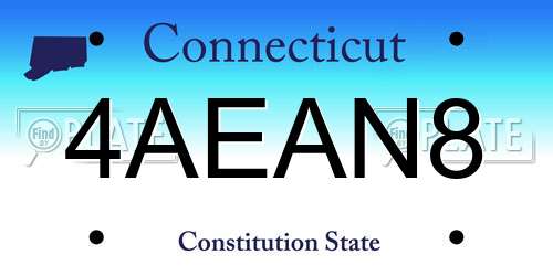 4AEAN8 Connecticut License Plate