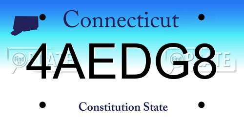 4AEDG8 Connecticut License Plate