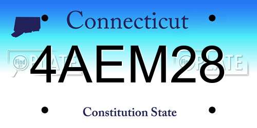 4AEM28 Connecticut License Plate