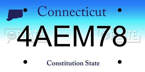4AEM78 Connecticut License Plate