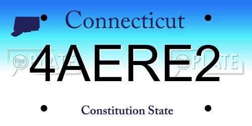 4AERE2 Connecticut License Plate