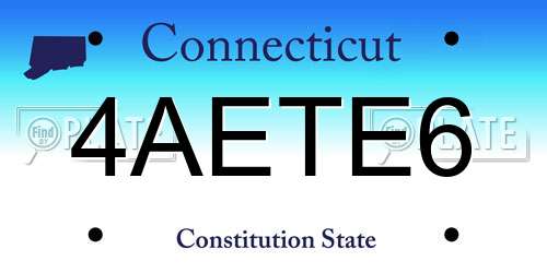 4AETE6 Connecticut License Plate