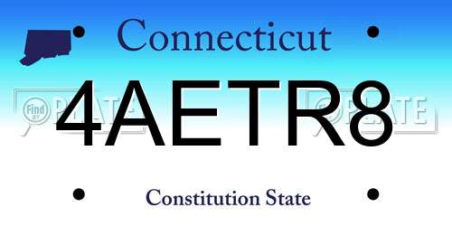 4AETR8 Connecticut License Plate