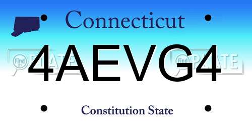 4AEVG4 Connecticut License Plate
