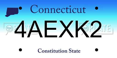 4AEXK2 Connecticut License Plate