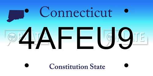 4AFEU9 Connecticut License Plate