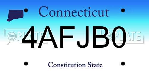4AFJB0 Connecticut License Plate
