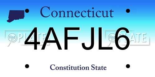 4AFJL6 Connecticut License Plate