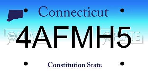 4AFMH5 Connecticut License Plate