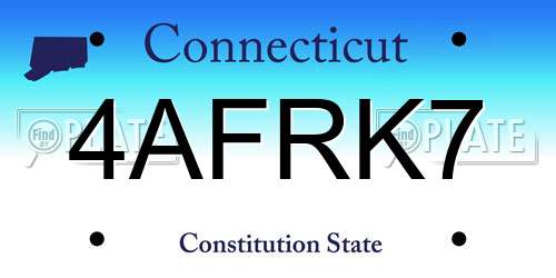 4AFRK7 Connecticut License Plate