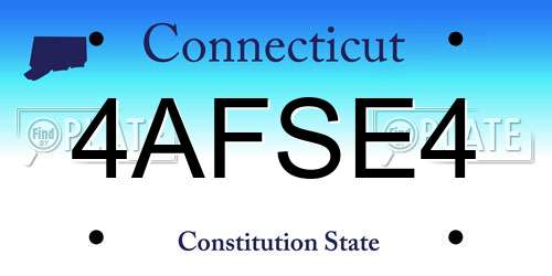 4AFSE4 Connecticut License Plate
