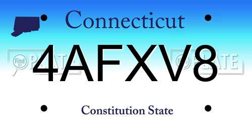 4AFXV8 Connecticut License Plate