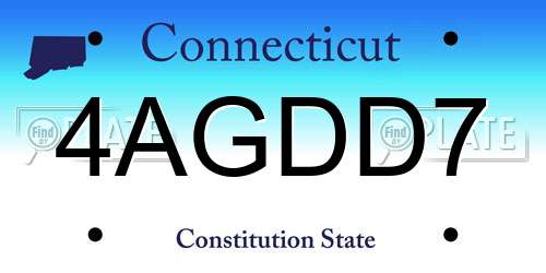 4AGDD7 Connecticut License Plate