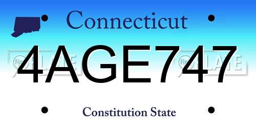 4AGE747 Connecticut License Plate