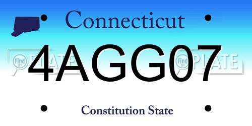 4AGG07 Connecticut License Plate