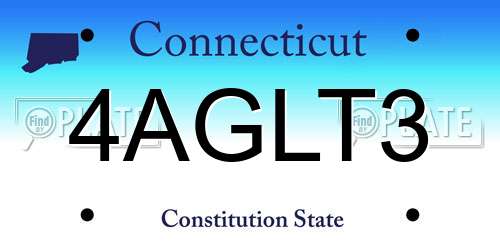 4AGLT3 Connecticut License Plate