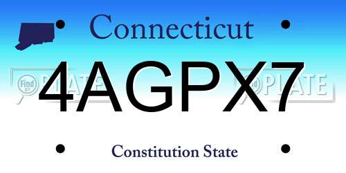 4AGPX7 Connecticut License Plate