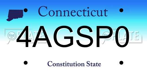4AGSP0 Connecticut License Plate