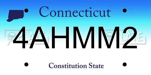 4AHMM2 Connecticut License Plate