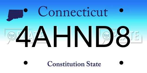 4AHND8 Connecticut License Plate