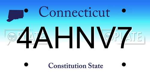4AHNV7 Connecticut License Plate
