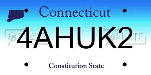 4AHUK2 Connecticut License Plate