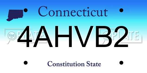 4AHVB2 Connecticut License Plate