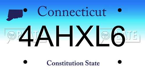 4AHXL6 Connecticut License Plate