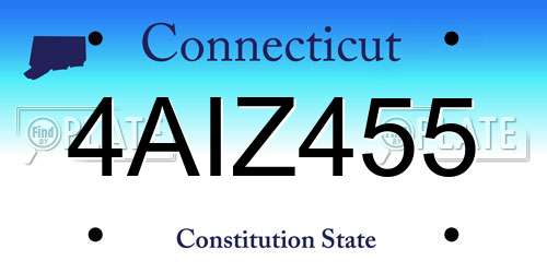 4AIZ455 Connecticut License Plate