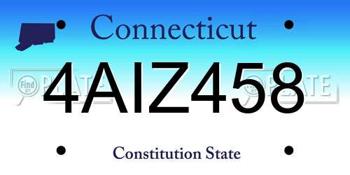 4AIZ458 Connecticut License Plate