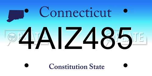 4AIZ485 Connecticut License Plate