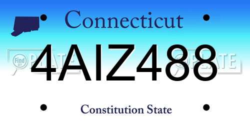 4AIZ488 Connecticut License Plate