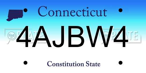 4AJBW4 Connecticut License Plate